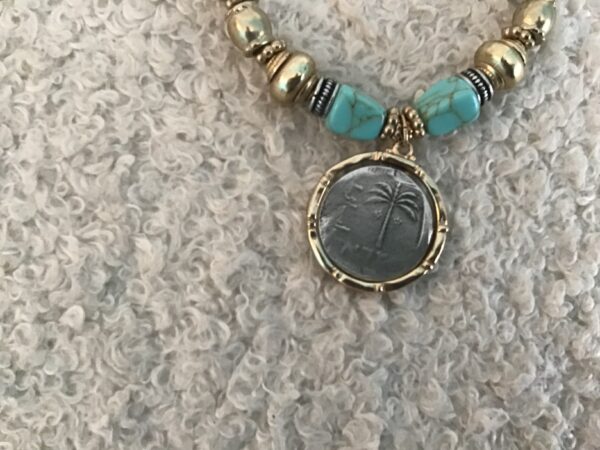 Cross/Coin Bracelet Depicting Palm Tree - Image 4