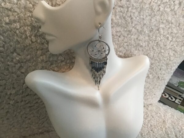Dangling Dream Catcher Earrings with Beaded Strands - Image 7
