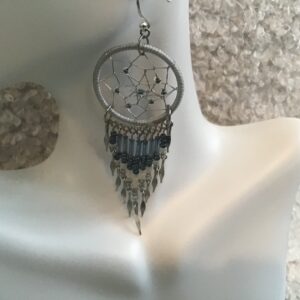 Dangling Dream Catcher Earrings with Beaded Strands