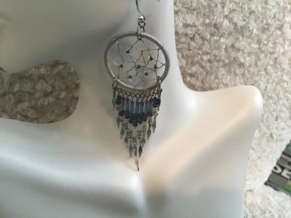 Dangling Dream Catcher Earrings with Beaded Strands