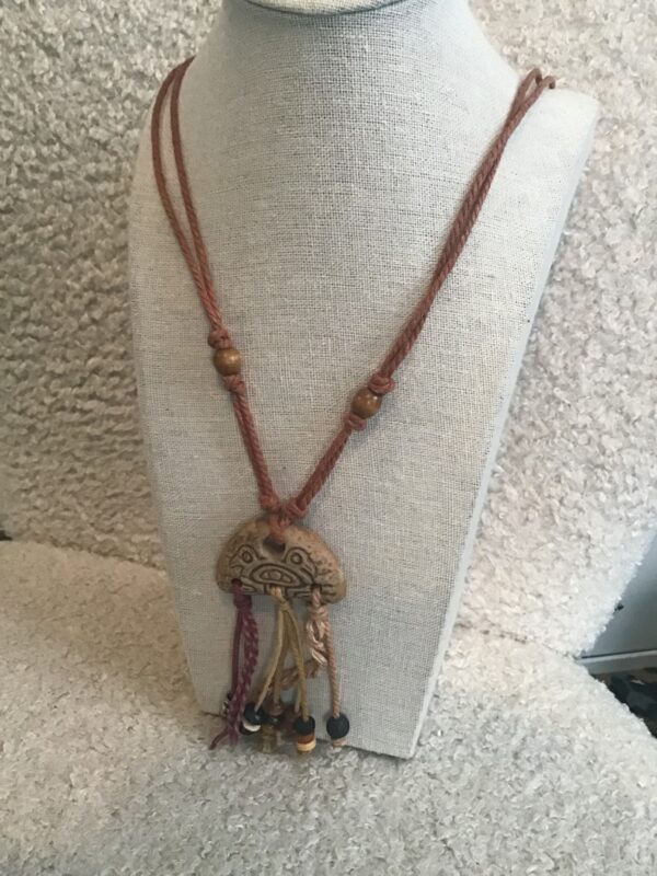 Aztec Themed Two Birds or Face Tasseled Necklace - Image 4