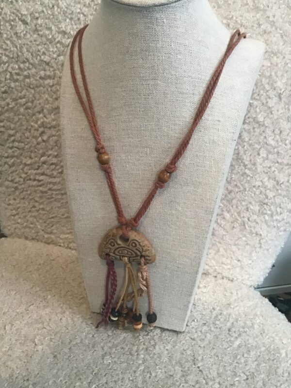 Aztec Themed Two Birds or Face Tasseled Necklace - Image 5
