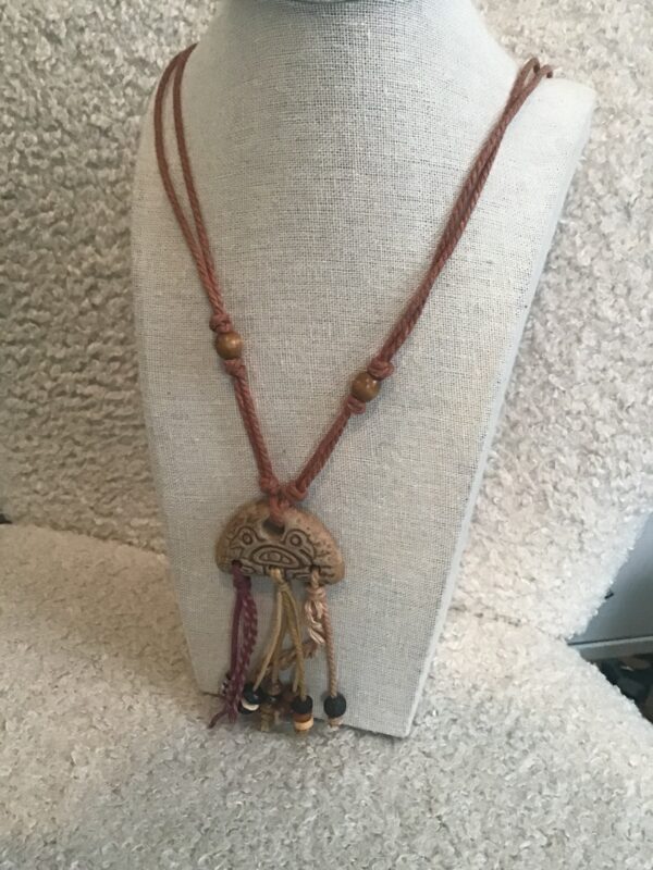 Aztec Themed Two Birds or Face Tasseled Necklace - Image 7