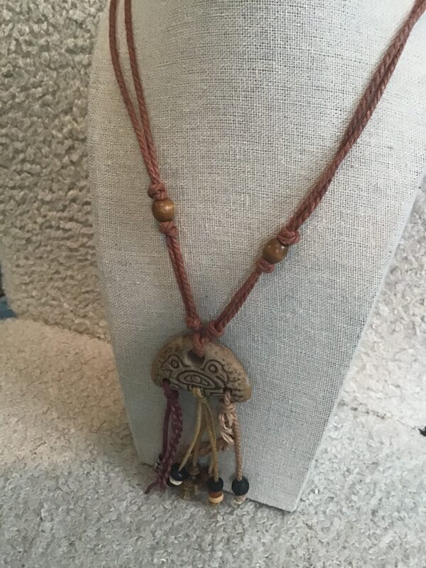Aztec Themed Two Birds or Face Tasseled Necklace - Image 8