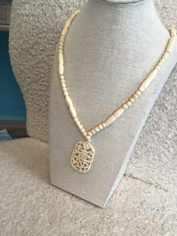 Carved Chinese Symbol Necklace (Either Real Bone or Faux Bone) - Image 3
