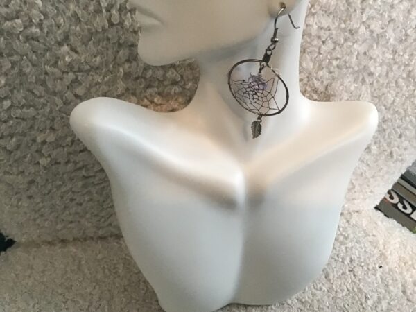 Dream Catcher Earrings with Heart Shaped Beads - Image 3