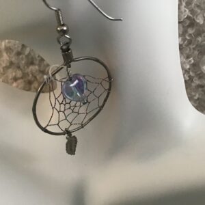 Dream Catcher Earrings with Heart Shaped Beads