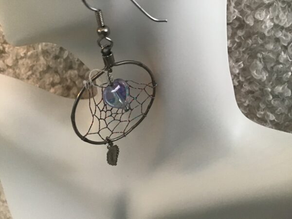 Dream Catcher Earrings with Heart Shaped Beads