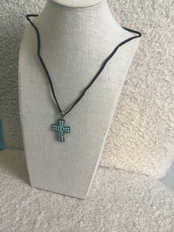 Cross, Turquoise Colored Bead Pendant - Image 5