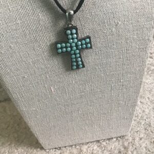 Cross, Turquoise Colored Bead Pendant