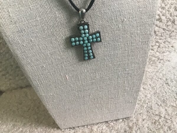 Cross, Turquoise Colored Bead Pendant
