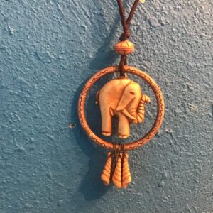 Elephant in Circle with Dangling Shells Necklace