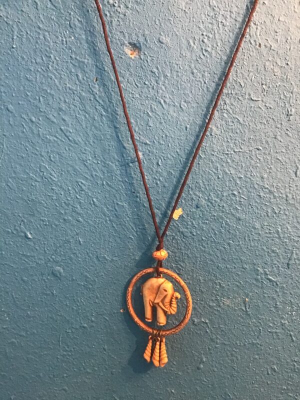 Elephant in Circle with Dangling Shells Necklace - Image 3