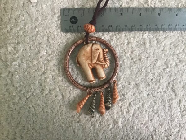 Elephant in Circle with Dangling Shells Necklace - Image 4