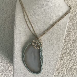 Agate and Lotus Flower Necklace