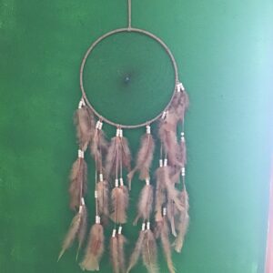 Tan Dream Catcher with Turquoise Colored Stone