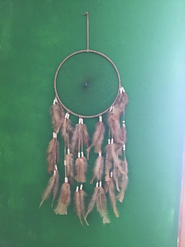 Tan Dream Catcher with Turquoise Colored Stone