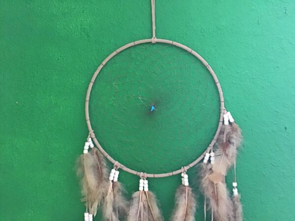 Tan Dream Catcher with Turquoise Colored Stone - Image 3
