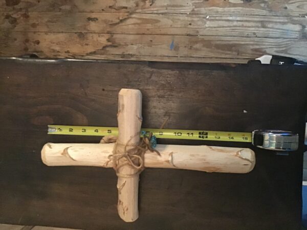 Wood Cross with Turquoise Stone Center - Image 3