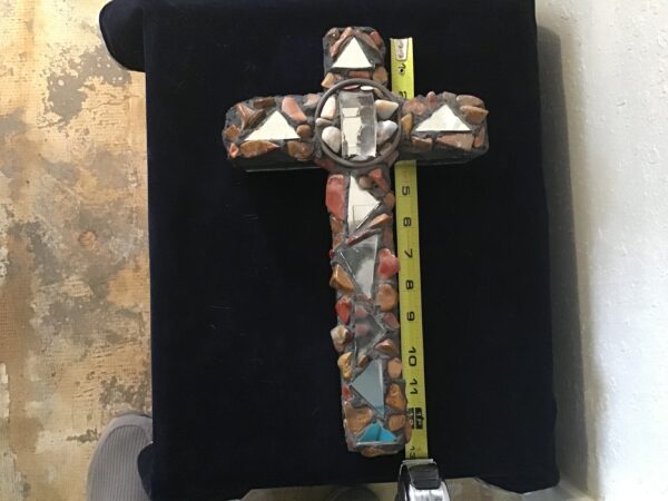 Mirrored Glass and Polished Stone Cross - Image 3