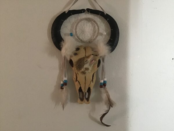 Horned Animal Skull Dream Catcher: With Wolf Head