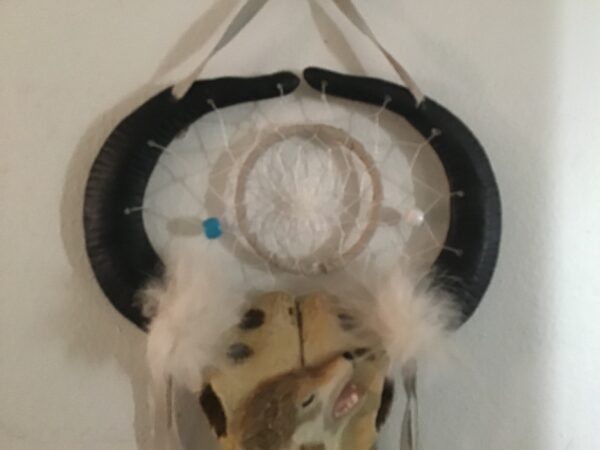 Horned Animal Skull Dream Catcher: With Wolf Head - Image 3