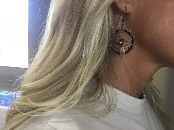 Pink, Purple, and Black Dream Catcher Earrings
