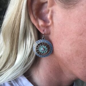 Turquoise and Blue Colored Flower Mandala Earrings