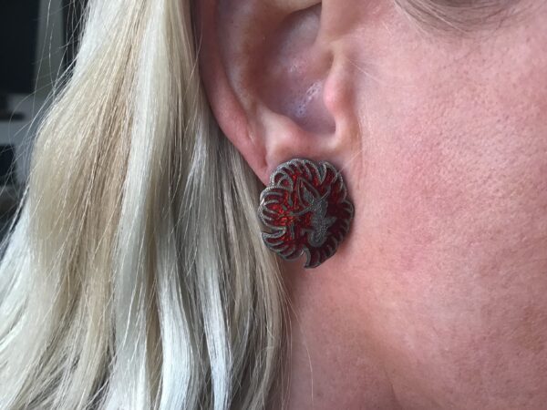 Siam Sterling Clip on Earrings and Brooch
