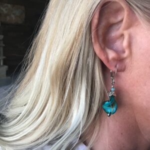 Turquoise Colored Swirl Shaped Earrings
