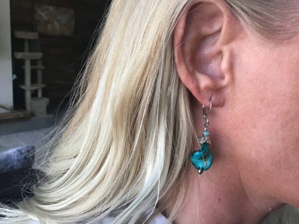 Turquoise Colored Swirl Shaped Earrings