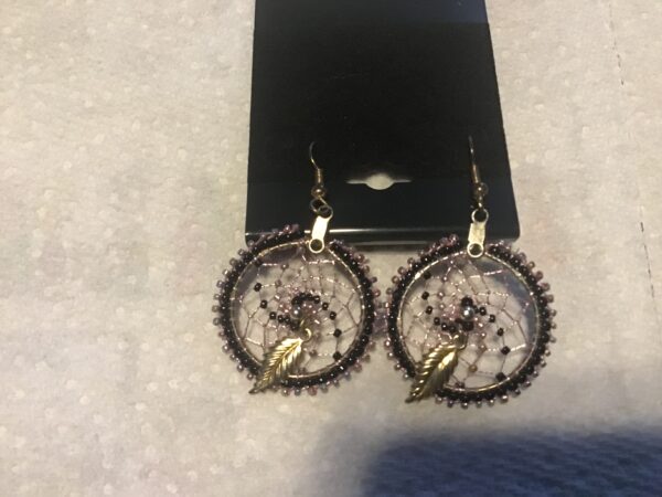 Pink, Purple, and Black Dream Catcher Earrings - Image 2