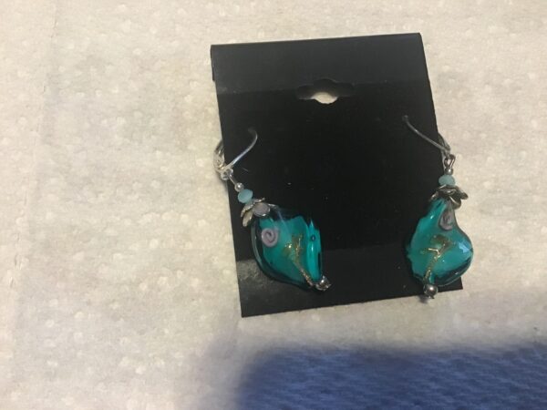 Turquoise Colored Swirl Shaped Earrings - Image 3