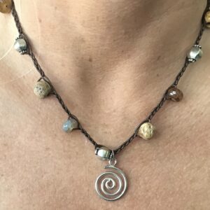 Spiral Symbol and Bead Necklace