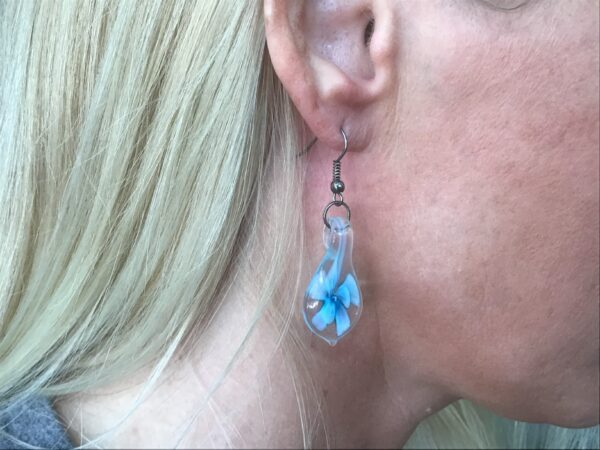 Turquoise Flower Teardrop Shaped Dangle Earrings