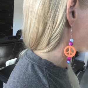 Orange Peace Sign Earrings