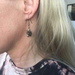 Stacked Metal Stone Earrings