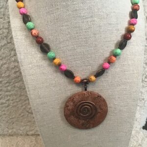 Spiral Symbol Multicolored Bead Necklace