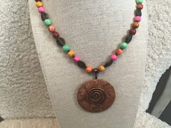 Spiral Symbol Multicolored Bead Necklace