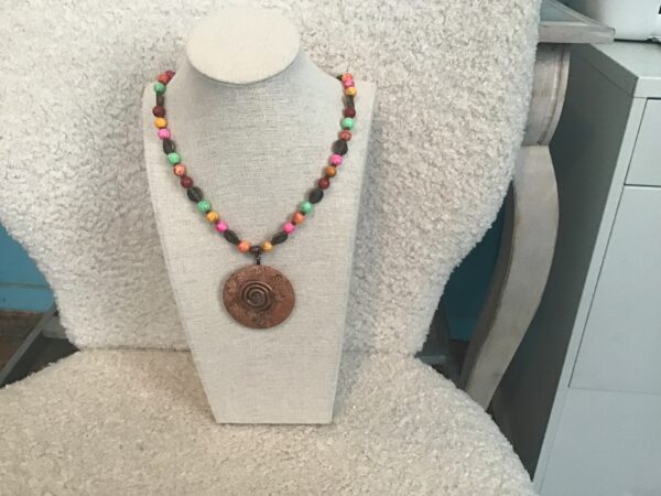 Spiral Symbol Multicolored Bead Necklace - Image 3