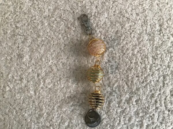Polished Stones in Spirals and Chinese Coin Keychain - Image 3