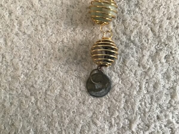 Polished Stones in Spirals and Chinese Coin Keychain