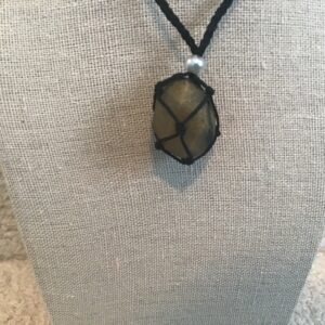 Netted Stone Necklace (Choker Style, Amber Colored Stone)