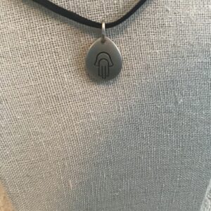 Hamsa Hand Pendant (Teardrop Shaped, Silver Colored)