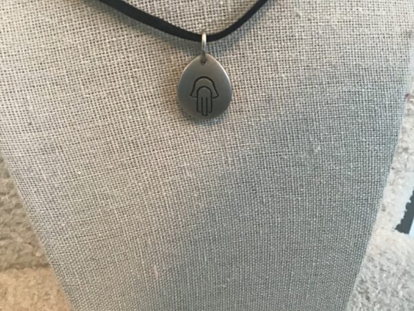 Hamsa Hand Pendant (Teardrop Shaped, Silver Colored)