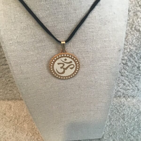 Om Symbol Pendant (White and Gold Colored) - Image 3