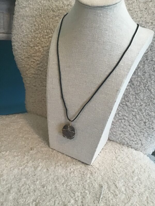 Polished Flat Stone in Wire Necklace - Image 3
