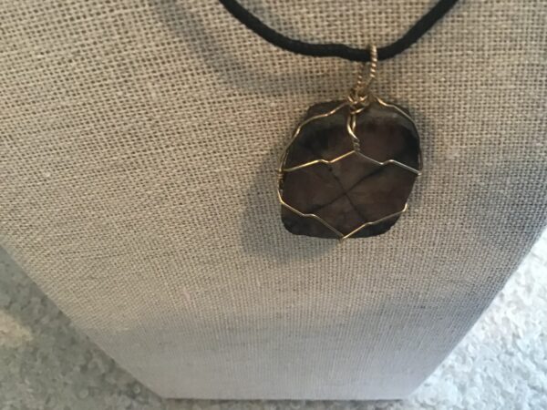 Polished Flat Stone in Wire Necklace
