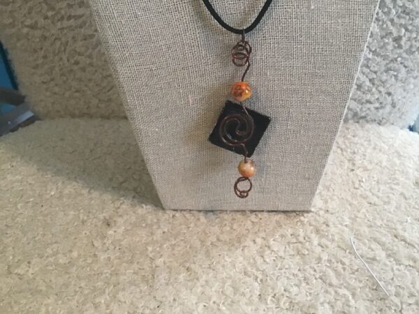 Spiral Symbol Wire and Bead Pendant