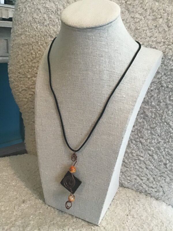 Spiral Symbol Wire and Bead Pendant - Image 3